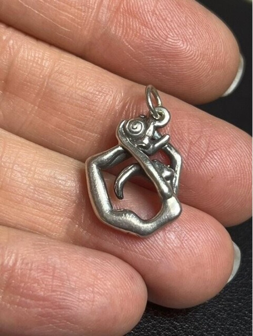 B7461 Jennifer Kunin Renewal Sterling Silver Tone Yoga Pose Pendant 22mm